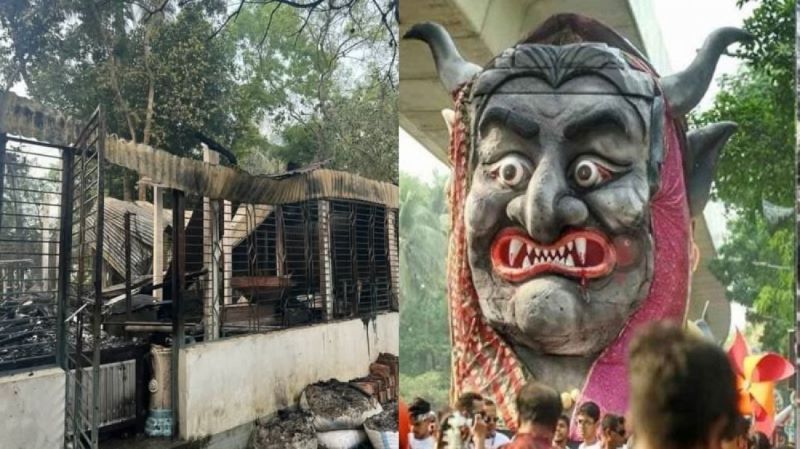 ফ্যাসিস্টের প্রতিকৃতি বানানো শিল্পীর বাড়িতে আগুন